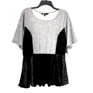 LuLaRoe Elegant Emma Sparkle Velvet Peplum Top Large